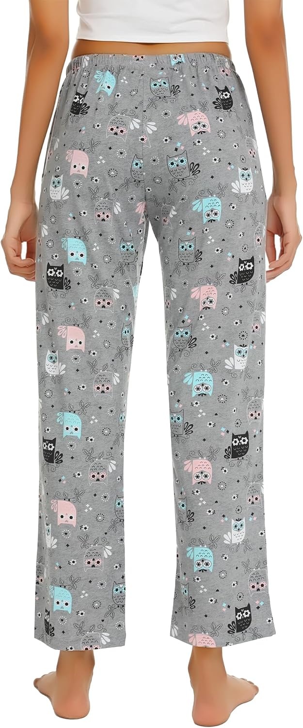 image:imageENJOYNIGHT Women Cotton Lounge Pants Comfy Pajama Bottoms With PocketsBowl