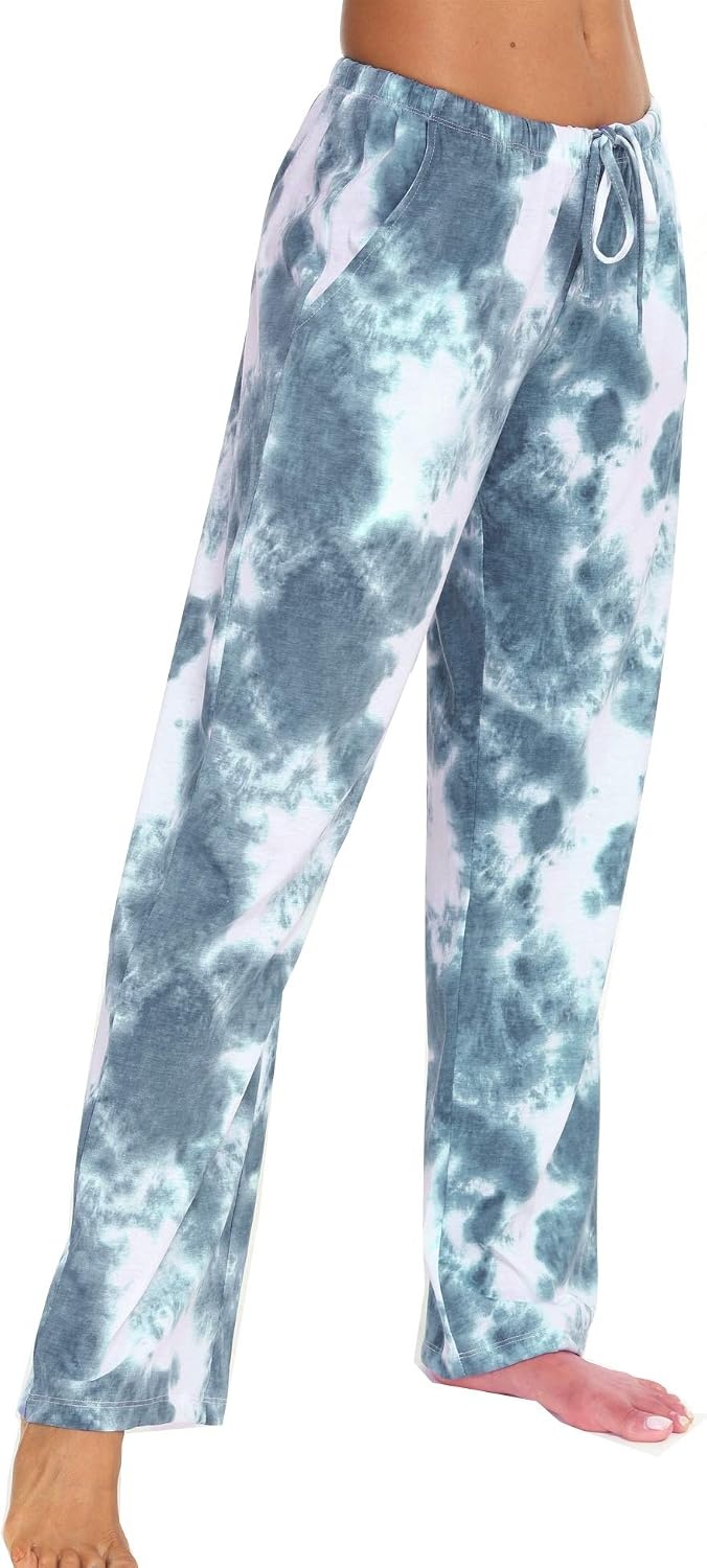 image:imageENJOYNIGHT Women Cotton Lounge Pants Comfy Pajama Bottoms With PocketsDark Green