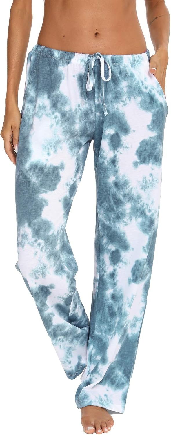 image:imageENJOYNIGHT Women Cotton Lounge Pants Comfy Pajama Bottoms With PocketsDark Green