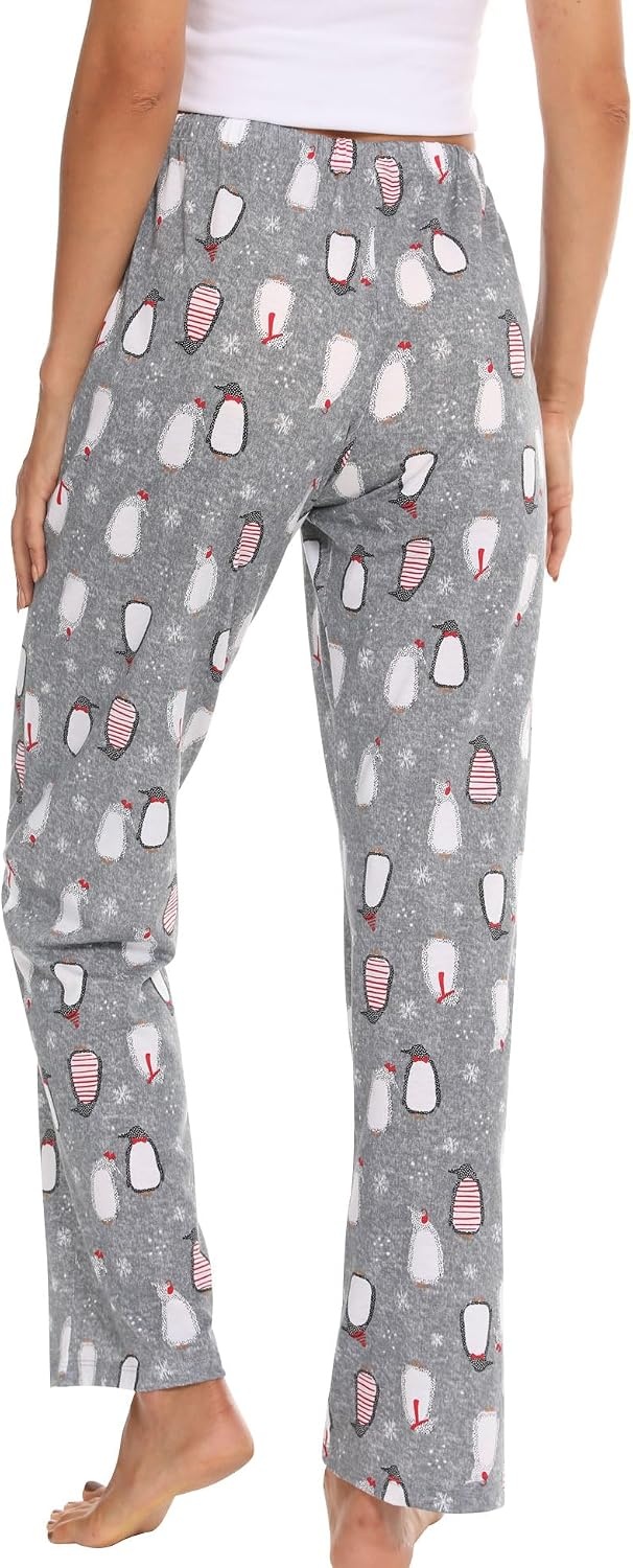 image:imageENJOYNIGHT Women Cotton Lounge Pants Comfy Pajama Bottoms With PocketsGrey Penguin