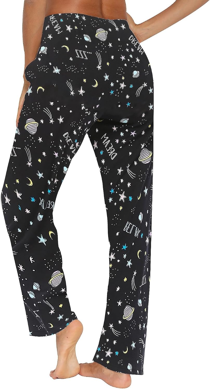 image:imageENJOYNIGHT Women Cotton Lounge Pants Comfy Pajama Bottoms With PocketsMoon Star