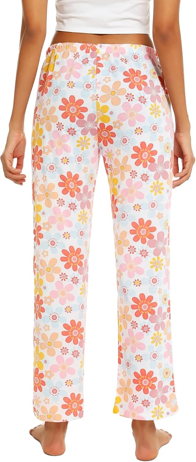 image:imageENJOYNIGHT Women Cotton Lounge Pants Comfy Pajama Bottoms With PocketsPink Flower
