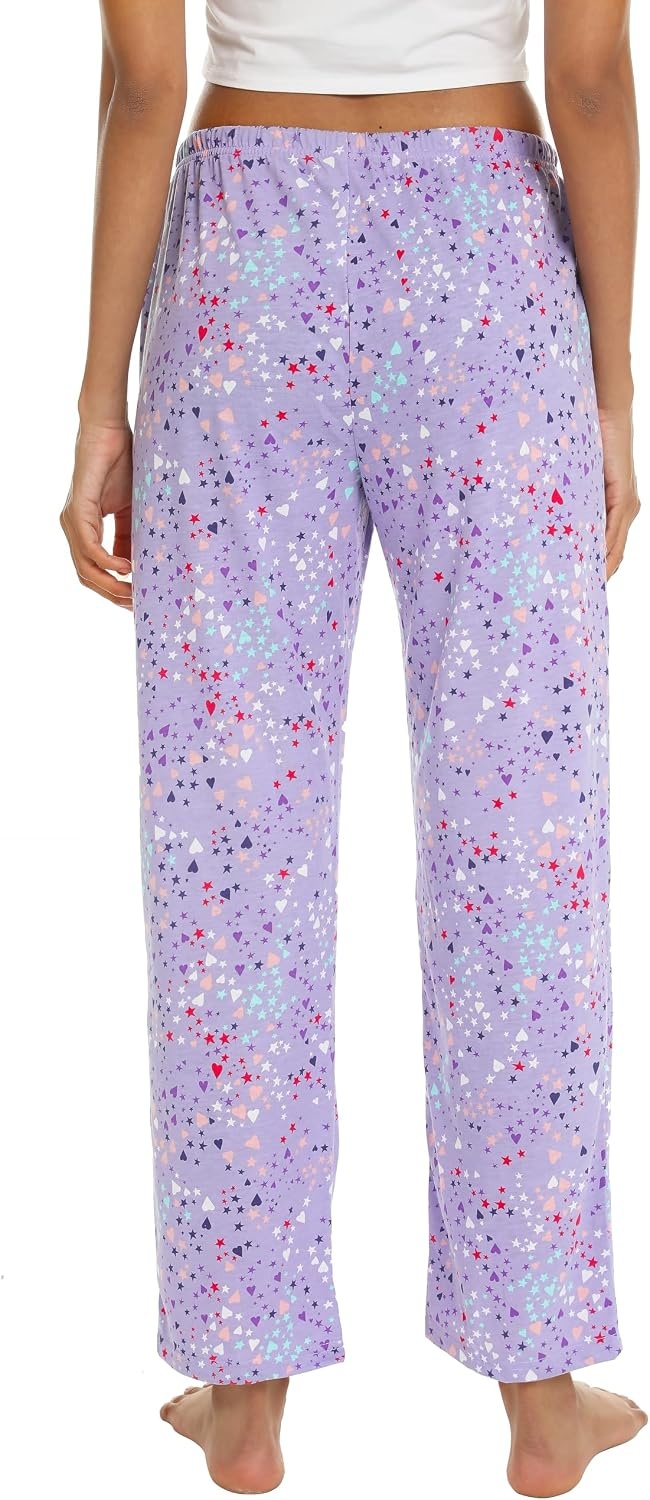 image:imageENJOYNIGHT Women Cotton Lounge Pants Comfy Pajama Bottoms With PocketsPurple