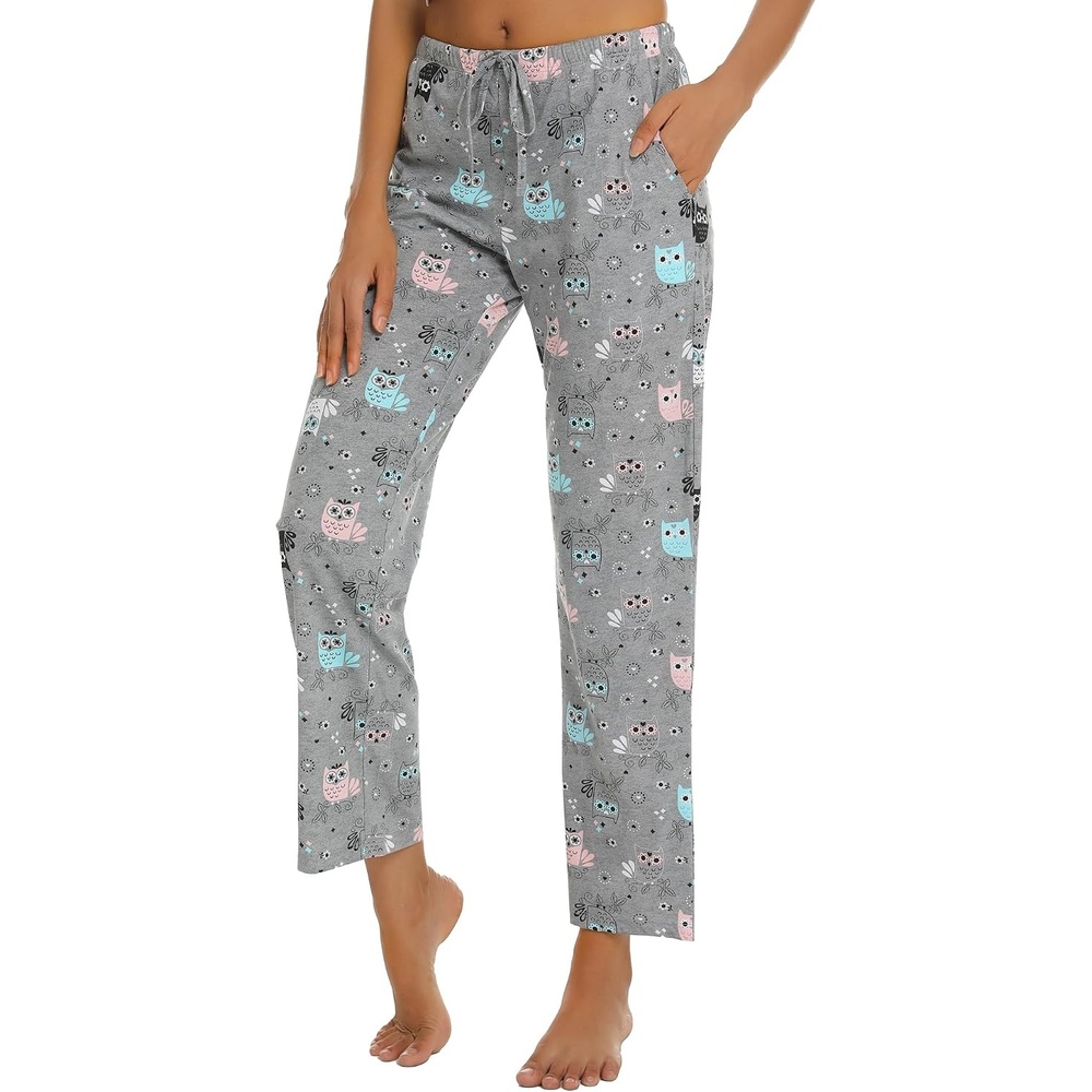 image:imageENJOYNIGHT Women Cotton Lounge Pants Comfy Pajama Bottoms With PocketsBowl