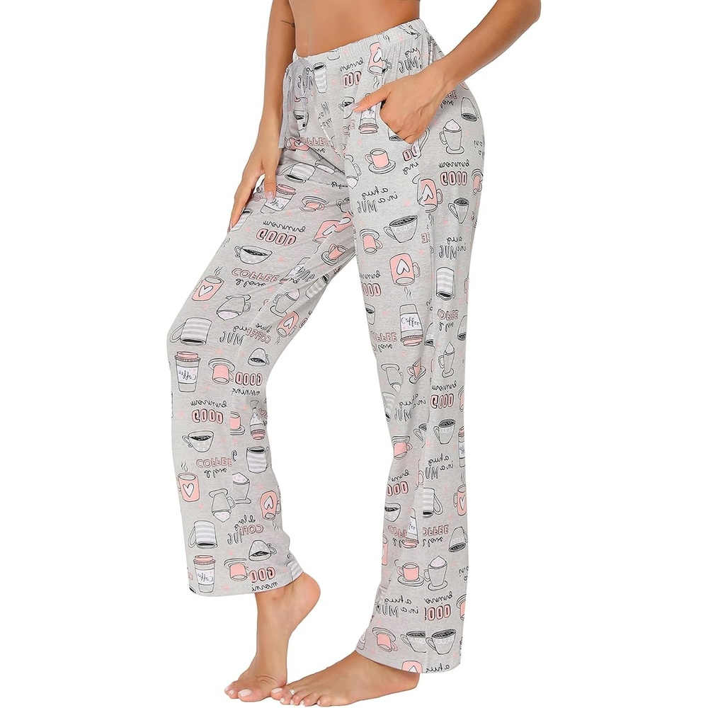 image:imageENJOYNIGHT Women Cotton Lounge Pants Comfy Pajama Bottoms With PocketsGrey Cup