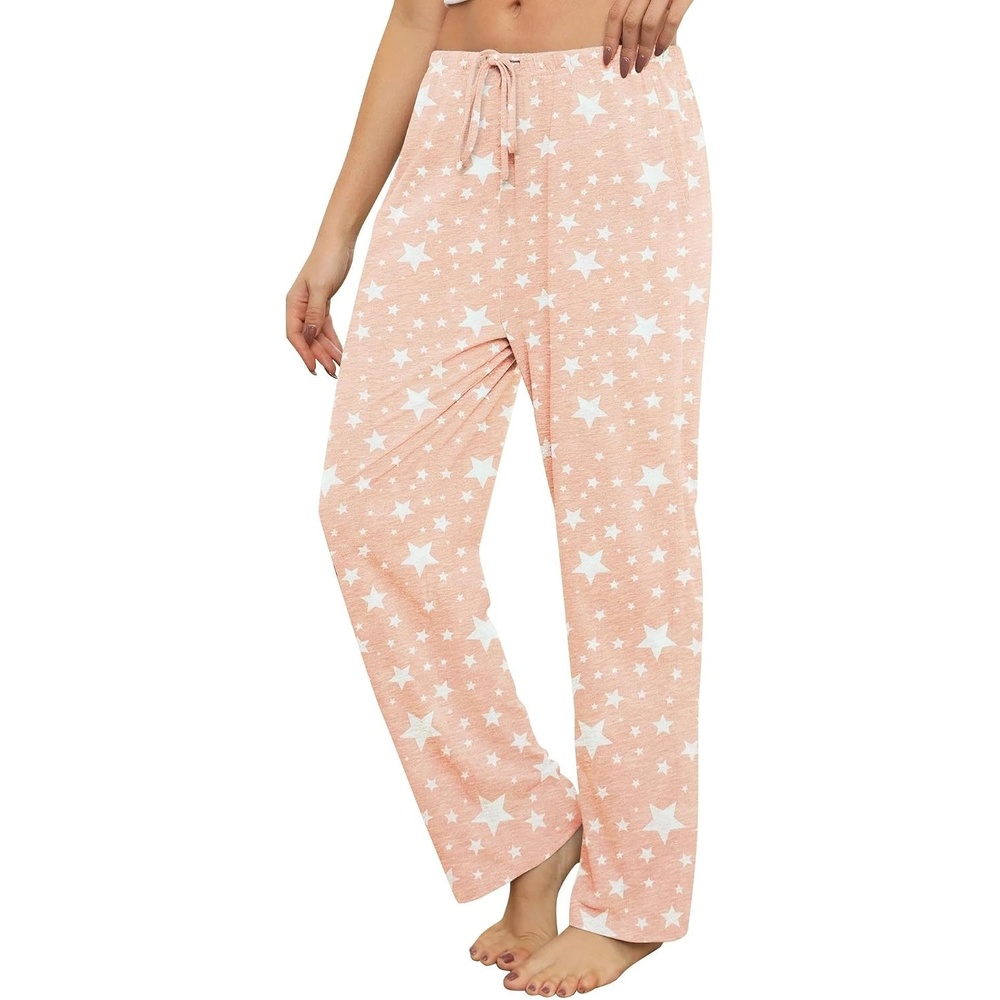 image:imageENJOYNIGHT Women Cotton Lounge Pants Comfy Pajama Bottoms With PocketsPink Star