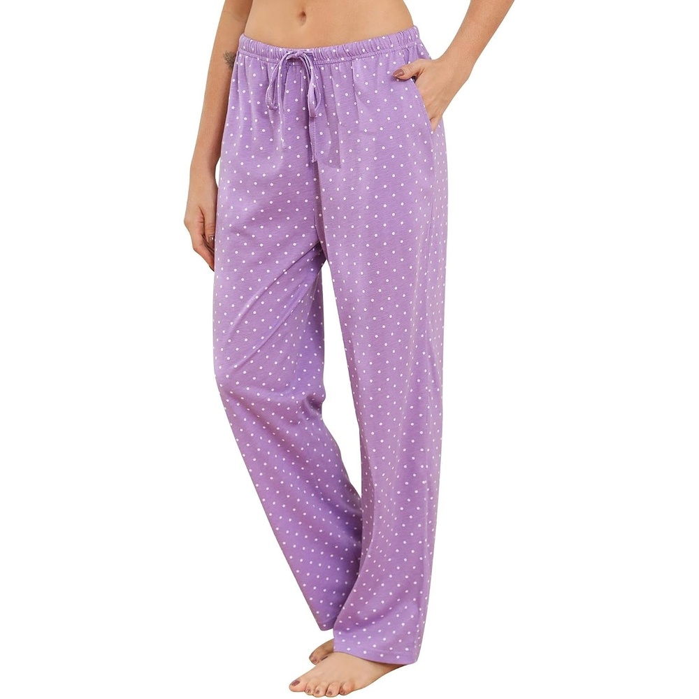 image:imageENJOYNIGHT Women Cotton Lounge Pants Comfy Pajama Bottoms With PocketsPurple Dots