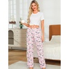ENJOYNIGHT 2 Pack Womens Flannel Pajama Pants Lounge Plaid Sleep Bottoms(Grey Dog+pink Cat)