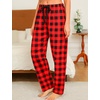 ENJOYNIGHT 2 Pack Womens Flannel Pajama Pants Lounge Plaid Sleep Bottoms(Red+black)