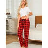 ENJOYNIGHT 2 Pack Womens Flannel Pajama Pants Lounge Plaid Sleep Bottoms(Red+black)