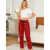 ENJOYNIGHT 2 Pack Womens Flannel Pajama Pants Lounge Plaid Sleep Bottoms(Red+blue)