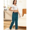ENJOYNIGHT 2 Pack Womens Flannel Pajama Pants Lounge Plaid Sleep Bottoms(Red+blue)