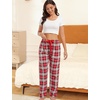 ENJOYNIGHT 2 Pack Womens Flannel Pajama Pants Lounge Plaid Sleep Bottoms(W-lattice+red)