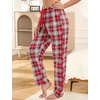 ENJOYNIGHT 2 Pack Womens Flannel Pajama Pants Lounge Plaid Sleep Bottoms(W-lattice+red)