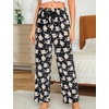 ENJOYNIGHT Women Fleece Pajama Pant Fluffy Sleep Bottoms Plush Lounge Pjs(Black Cat)