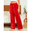 ENJOYNIGHT Women Fleece Pajama Pant Fluffy Sleep Bottoms Plush Lounge Pjs(Red)
