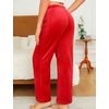 ENJOYNIGHT Women Fleece Pajama Pant Fluffy Sleep Bottoms Plush Lounge Pjs(Red)