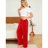 ENJOYNIGHT Women Fleece Pajama Pant Fluffy Sleep Bottoms Plush Lounge Pjs(Red)