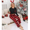 ENJOYNIGHT Women Fleece Pajama Pant Fluffy Sleep Bottoms Plush Lounge Pjs(Red Lattice)