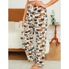 ENJOYNIGHT Women Fleece Pajama Pant Fluffy Sleep Bottoms Plush Lounge Pjs(White Dog)