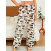 ENJOYNIGHT Women Fleece Pajama Pant Fluffy Sleep Bottoms Plush Lounge Pjs(White Dog)
