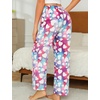 ENJOYNIGHT Women Fleece Pajama Pant Fluffy Sleep Bottoms Plush Lounge Pjs(White Heart)