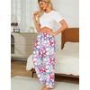 ENJOYNIGHT Women Fleece Pajama Pant Fluffy Sleep Bottoms Plush Lounge Pjs(White Heart)