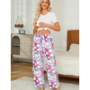 ENJOYNIGHT Women Fleece Pajama Pant Fluffy Sleep Bottoms Plush Lounge Pjs(White Heart)