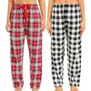 ENJOYNIGHT 2 Pack Womens Flannel Pajama Pants Lounge Plaid Sleep Bottoms(W-lattice+red)