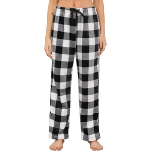 ENJOYNIGHT Women Fleece Pajama Pant Fluffy Sleep Bottoms Plush Lounge Pjs(Black Lattice)
